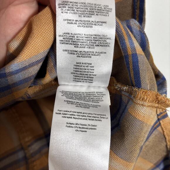 Columbia Shirt Women XL Brown Plaid Roll Tab Long Sleeve Button Up Blouse Fall - Picture 6 of 12